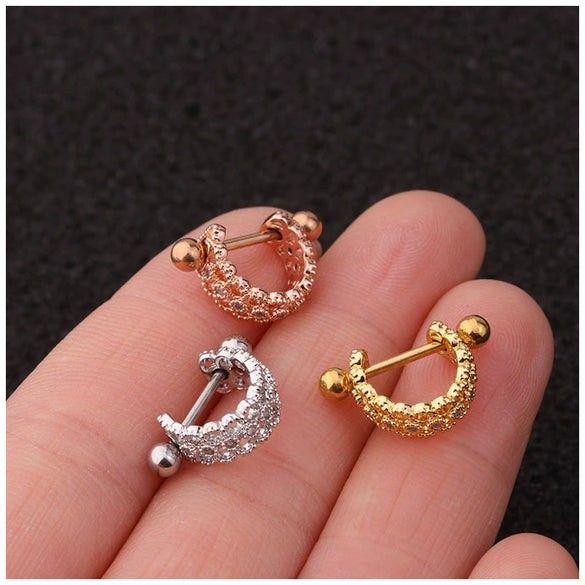 Wholesale Women's Ushaped Stainless Steel Zirconinlaid Ear Clip Jewelry