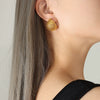 Wholesale Women's Ushaped Titanium Steel Goldplated Hemispherical Mesh Earrings