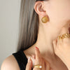 Wholesale Women's Ushaped Titanium Steel Goldplated Hemispherical Mesh Earrings