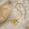 Wholesale Women's Vacation Ocean Style Shell Pearl Matching Elegant Stainless Steel Jewelry With Geometric Shape And Pvd Vacuum Real Gold Electroplating