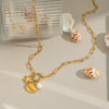 Wholesale Women's Vacation Ocean Style Shell Pearl Matching Elegant Stainless Steel Jewelry With Geometric Shape And Pvd Vacuum Real Gold Electroplating