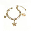 Wholesale Women's Vacation Style Geometric Shell And Starfish Stainless Steel Vacuum Plated Bracelet