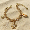 Wholesale Women's Vacation Style Geometric Shell And Starfish Stainless Steel Vacuum Plated Bracelet