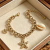 Wholesale Women's Vacation Style Geometric Shell And Starfish Stainless Steel Vacuum Plated Bracelet