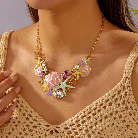 Wholesale Women's Vacation Style Minimalist Star Shape Alloy Electroplated Necklace