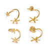 Wholesale Women's Vacation Style Minimalist Starfish And Scallop Alloy Open Ring Set With Electroplating