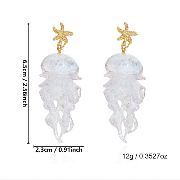Wholesale Women's Vacation Style Minimalist Starfish Gradient Jellyfish Acrylic Electroplated Steel Earrings