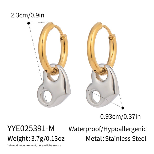 Wholesale Women's Versatile Electroplated Stainless Steel Heart Shape Hollow Earrings