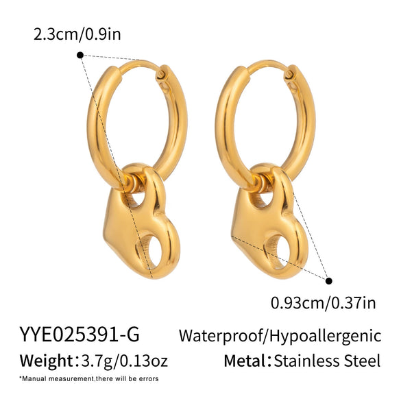 Wholesale Women's Versatile Electroplated Stainless Steel Heart Shape Hollow Earrings