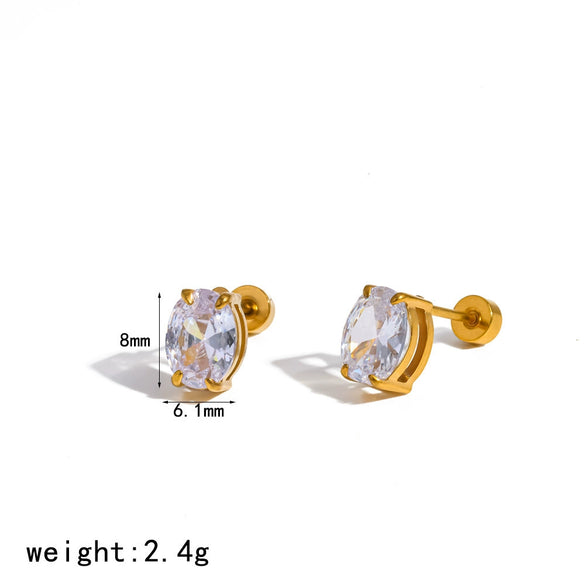 Wholesale Women's Versatile Geometric Drop Shape Round And Heart Shape Diamondencrusted Titanium Steel And Stainless Steel Earrings With Pvd Furnace Vacuum Real Gold Plating