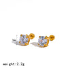 Wholesale Women's Versatile Geometric Drop Shape Round And Heart Shape Diamondencrusted Titanium Steel And Stainless Steel Earrings With Pvd Furnace Vacuum Real Gold Plating