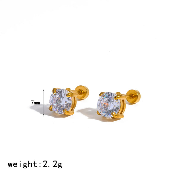 Wholesale Women's Versatile Geometric Drop Shape Round And Heart Shape Diamondencrusted Titanium Steel And Stainless Steel Earrings With Pvd Furnace Vacuum Real Gold Plating