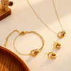 Wholesale Women's Versatile Interlocking Diamondencrusted Roman Jewelry Set With Cross Crown Roman Numerals Patterns Titanium Steel 18K Gold Plated Earrings Necklaces Bracelets
