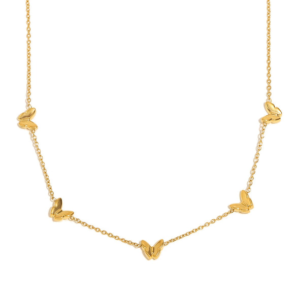 Wholesale Women's Versatile Stainless Steel 18K Gold Plated Butterfly Zodiac Animal Pattern Necklace