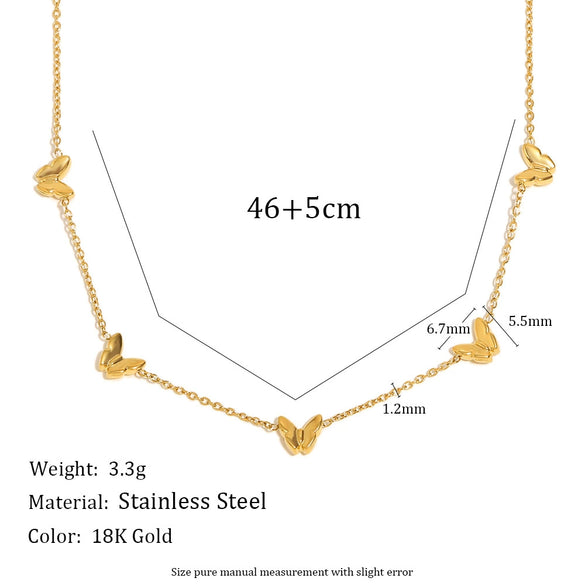 Wholesale Women's Versatile Stainless Steel 18K Gold Plated Butterfly Zodiac Animal Pattern Necklace