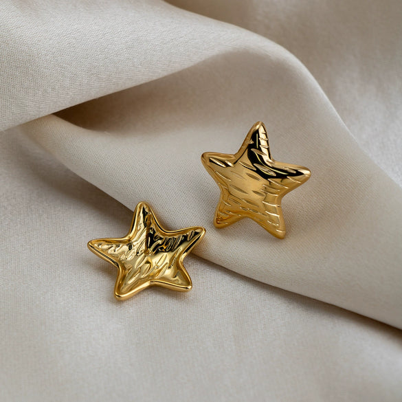 Wholesale Women's Versatile Style Stainless Steel Electroplated Star Earrings