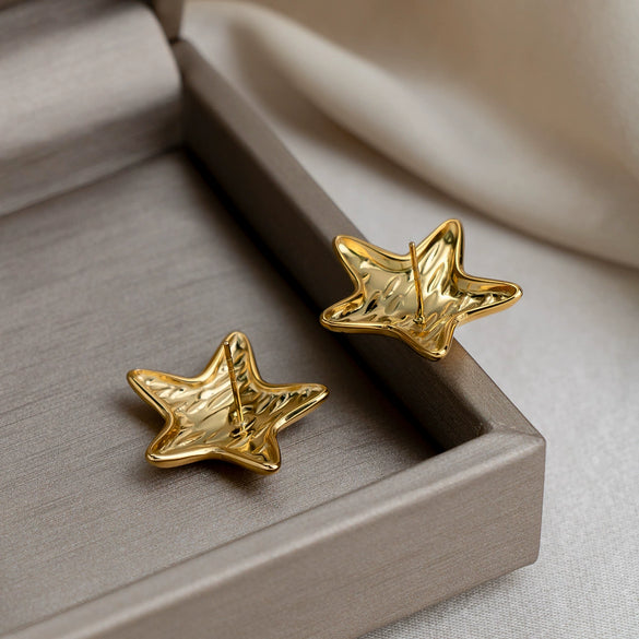 Wholesale Women's Versatile Style Stainless Steel Electroplated Star Earrings