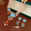 Wholesale Women's Vintage Alloy Geometric Drop Necklace With Electroplating And String Of Pearls Chain
