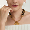 Wholesale Women's Vintage Ancient Style Leopard Print Animals Zodiac Stainless Steel Electroplated Necklace Jewelry Accessories