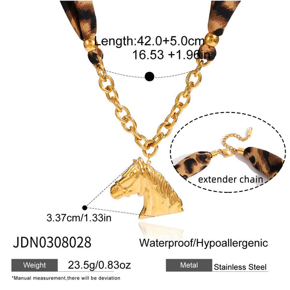 Wholesale Women's Vintage Ancient Style Leopard Print Animals Zodiac Stainless Steel Electroplated Necklace Jewelry Accessories