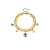 Wholesale Women's Vintage Blue Eyes Turquoise Pendant Double Titanium Steel Electroplated Bracelet
