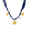Wholesale Women's Vintage Blue Printed Ceramic Painted Flower Goldplated Stainless Steel Pendant Jewelry Set With Regular Chain Featuring Plants And Flowers Pattern