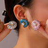 Wholesale Women's Vintage Cute Stainless Steel Earrings With Oil Drop Imitation Enamel And Geometric Pattern 18K Vacuum Plated In Furnace