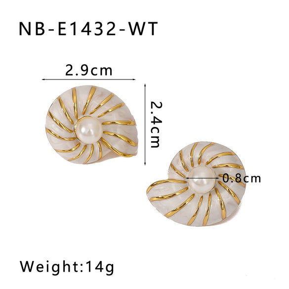 Wholesale Women's Vintage Cute Stainless Steel Earrings With Oil Drop Imitation Enamel And Geometric Pattern 18K Vacuum Plated In Furnace