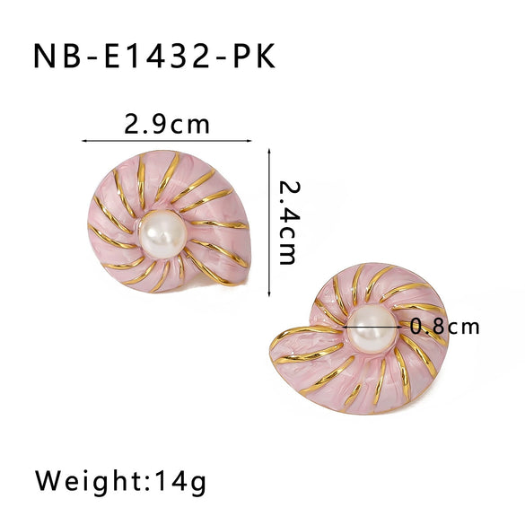 Wholesale Women's Vintage Cute Stainless Steel Earrings With Oil Drop Imitation Enamel And Geometric Pattern 18K Vacuum Plated In Furnace