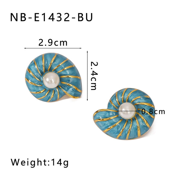 Wholesale Women's Vintage Cute Stainless Steel Earrings With Oil Drop Imitation Enamel And Geometric Pattern 18K Vacuum Plated In Furnace