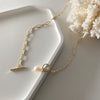 Wholesale Women's Vintage Elegant Fashion Metal Freshwater Pearl Ot Buckle Geometric Mixed Gem Inlay Snake Bone Chain Necklace