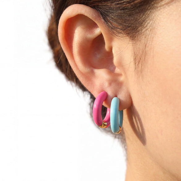 Wholesale Women's Vintage Enamel Geometric Stainless Steel Electroplated Circle Earrings