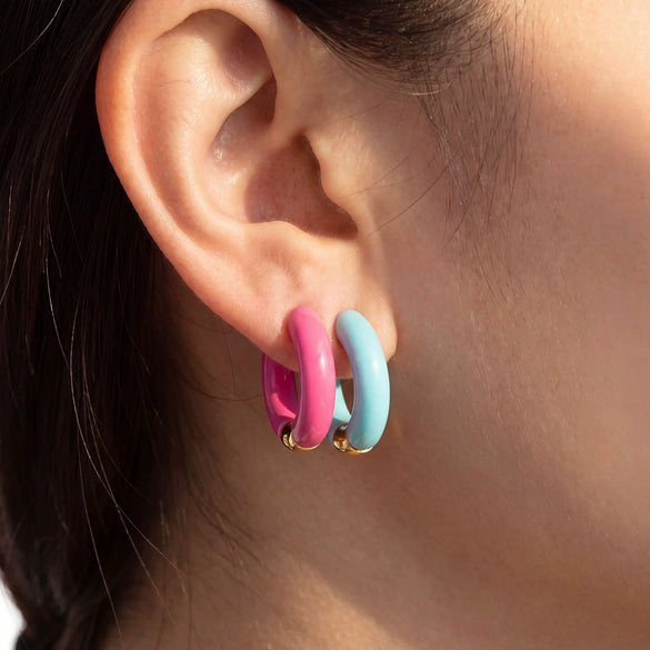 Wholesale Women's Vintage Enamel Geometric Stainless Steel Electroplated Circle Earrings