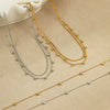 Wholesale Women's Vintage Fashion Stacked Multilayer Golden Bead Stainless Steel Geometric Necklace With Electroplating