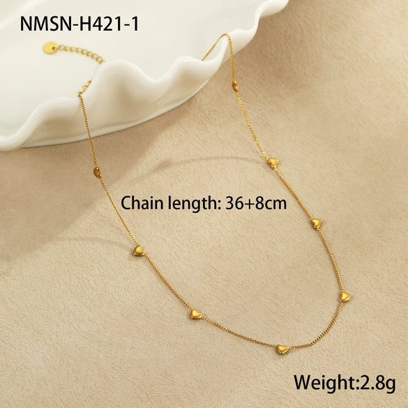 Wholesale Women's Vintage Fashion Stacked Multilayer Golden Bead Stainless Steel Geometric Necklace With Electroplating