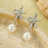 Wholesale Women's Vintage French Retro Joker Flower Pearl Stainless Steel Goldplated Earrings