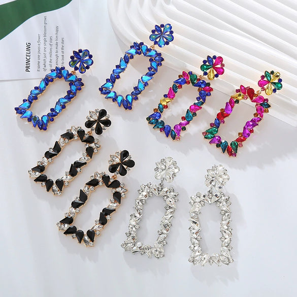 Wholesale Women's Vintage Geometric Alloy S925 Silver Needle Earrings With Diamond
