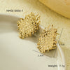 Wholesale Women's Vintage Geometric Asymmetrical Straw Patch Stainless Steel 18K Electroplated Gold Earrings