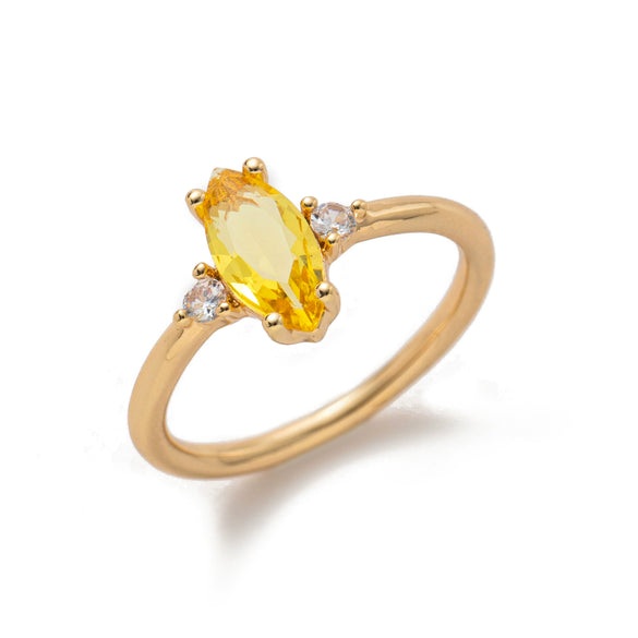 Wholesale Women's Vintage Geometric Copper December Birthstone Ring With 18K Real Gold Vacuum Electroplating