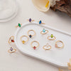 Wholesale Women's Vintage Geometric Copper December Birthstone Ring With 18K Real Gold Vacuum Electroplating