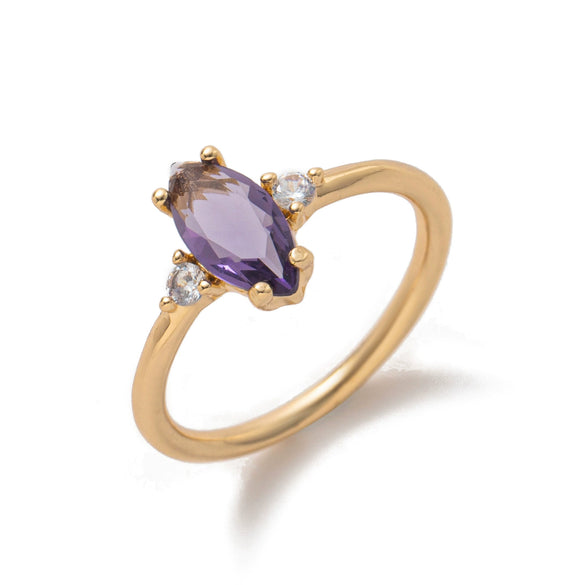 Wholesale Women's Vintage Geometric Copper December Birthstone Ring With 18K Real Gold Vacuum Electroplating