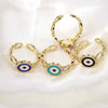 Wholesale Women's Vintage Geometric Copper Eye Ring With Oil Dripping Enamel And Electroplating
