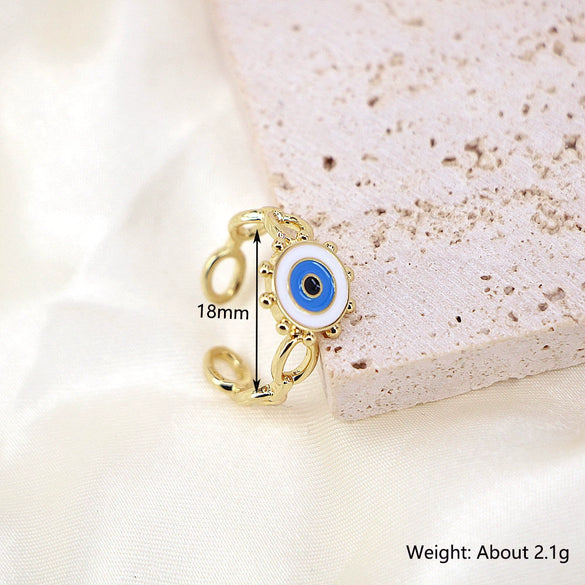Wholesale Women's Vintage Geometric Copper Eye Ring With Oil Dripping Enamel And Electroplating