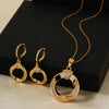 Wholesale Women's Vintage Geometric Copper Zircon Microembedded O Chain Necklace And Earrings Set With Electroplating