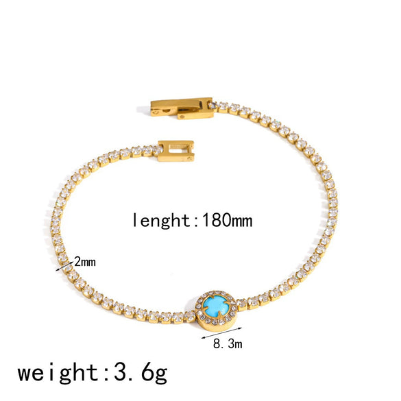 Wholesale Women's Vintage Geometric Diamond Encrusted 18K Gold Plated Stainless Steel Bracelet