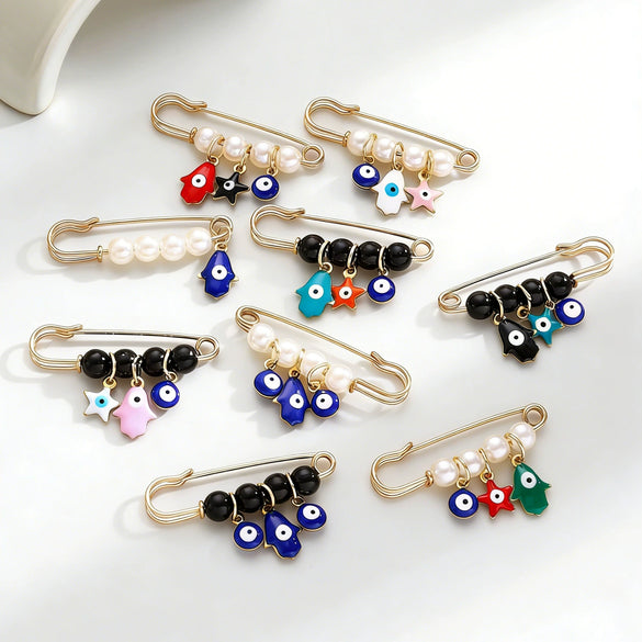 Wholesale Women's Vintage Geometric Drip Oil Iron Devil's Eye Brooch Pin