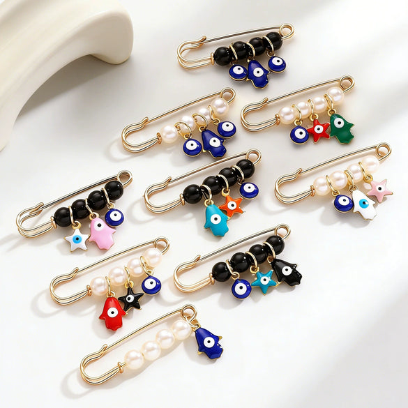 Wholesale Women's Vintage Geometric Drip Oil Iron Devil's Eye Brooch Pin