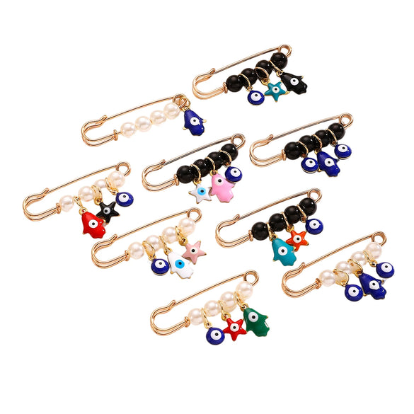Wholesale Women's Vintage Geometric Drip Oil Iron Devil's Eye Brooch Pin