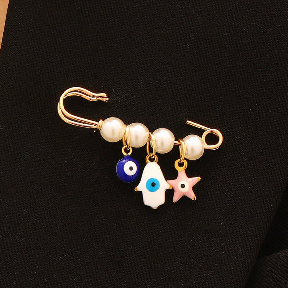 Wholesale Women's Vintage Geometric Drip Oil Iron Devil's Eye Brooch Pin