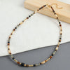 Wholesale Women's Vintage Geometric Handmade Necklace With African Turquoise Tiger Eye Stone Black Pointed Crystal Rice Beads Copper Stainless Steel Pendant And Chain